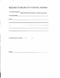 Request to be on City Council Agenda Form